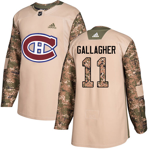 Adidas Canadiens #11 Brendan Gallagher Camo Authentic Veterans Day Stitched NHL Jersey - Click Image to Close